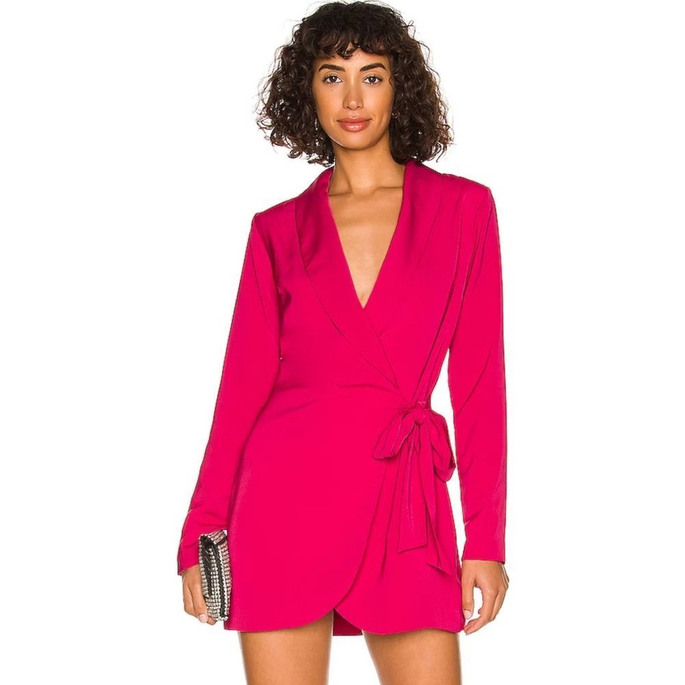 More to Come x Revolve Halley Blazer Wrap Dress in Hot Pink NWOT Size Small